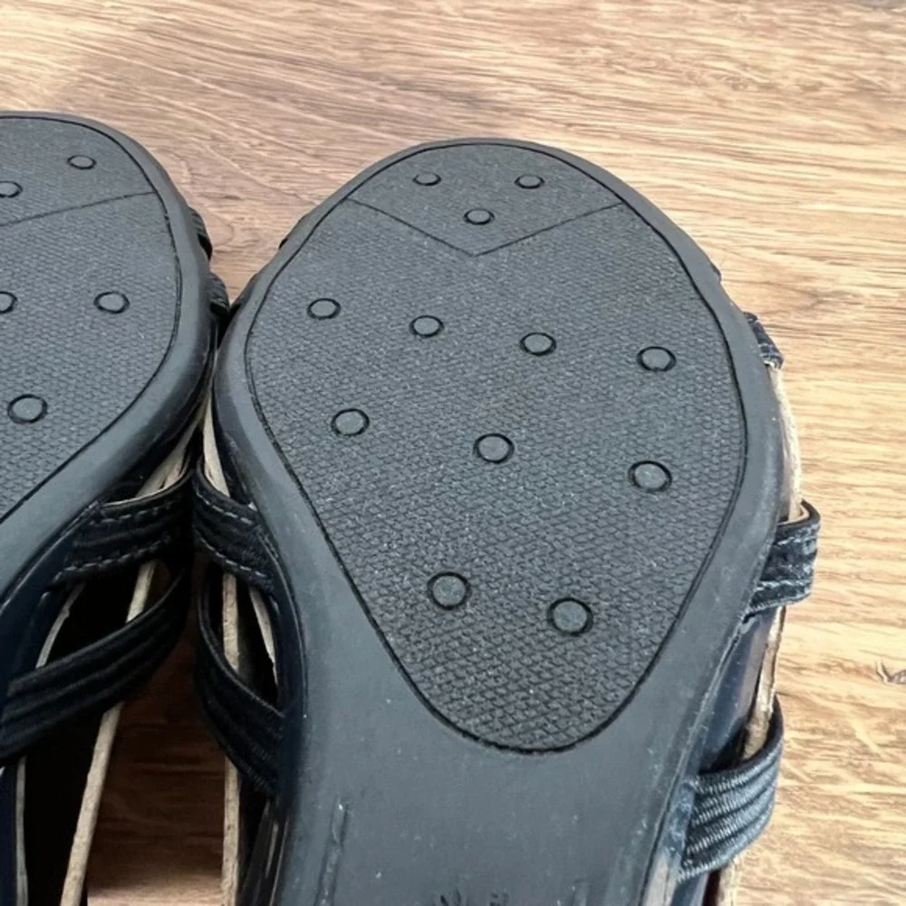 9W 9 WIDE WIDTH Lifestride Womens Yaya Dark Navy Blue‎ Low Wedges Sandals Shoes